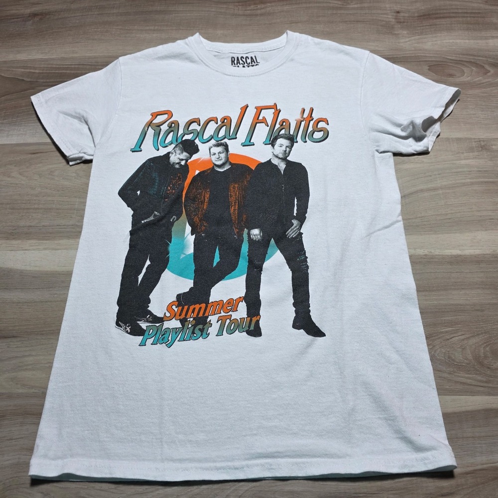 Rascal Flatts T Shirt W Small White Summer Playlist Tour‎ 2019 Country Music Tee